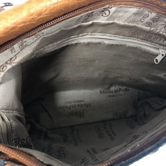 Moda In Pelle Purse Womens Black Ostrich Pattern Italian Leather Tote Backpack - Picture 13 of 16